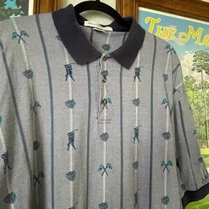 Vintage Grand Slam Golf Polo Shirt All-Over Golf Print XL Made in USA 90s
